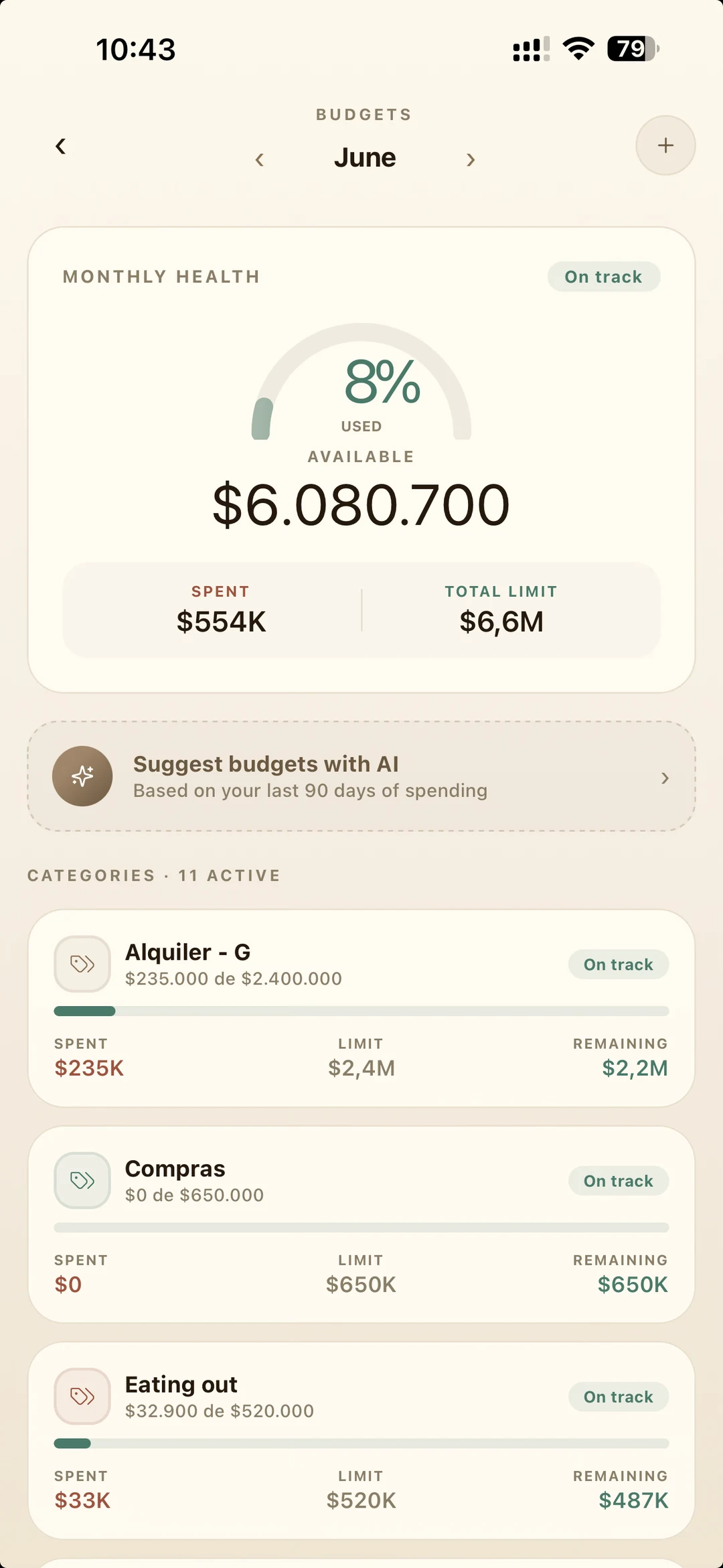 Babylon budgets screen